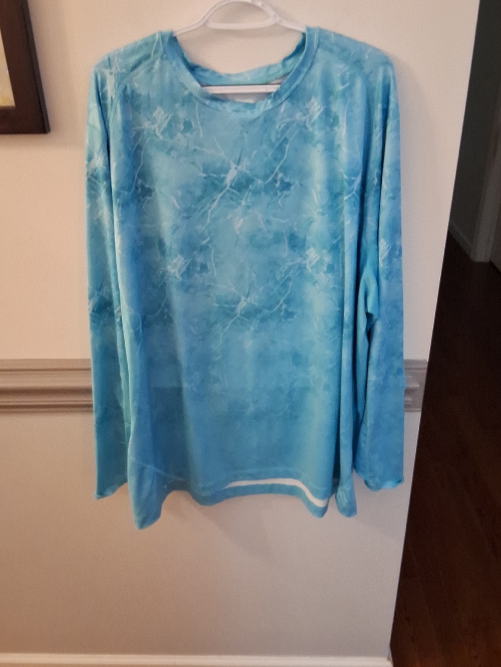 Men's Light Blue Tie-Dye Long Sleeve Shirt - Relaxed Fit
